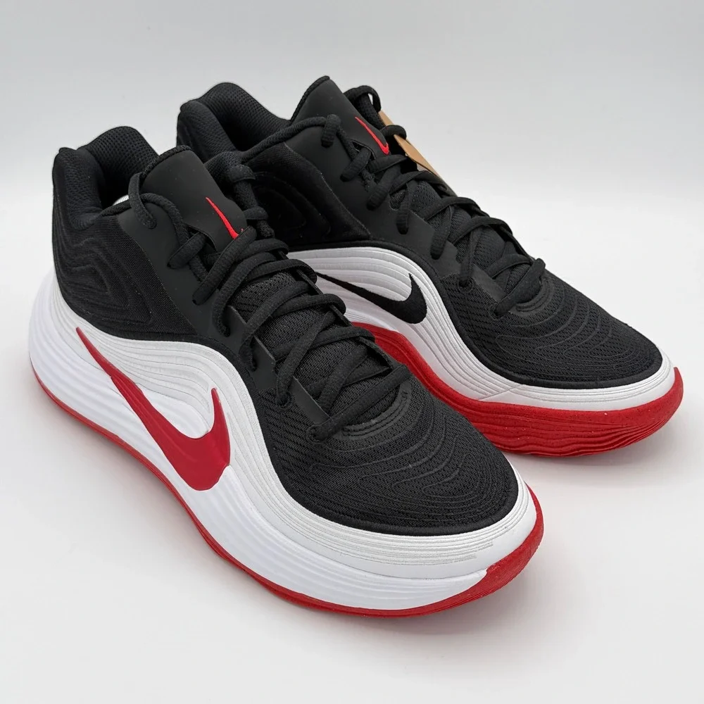 Nike Men Precision 8 Mid Black 10 NEW Red White Basketball Shoe IH1105-003